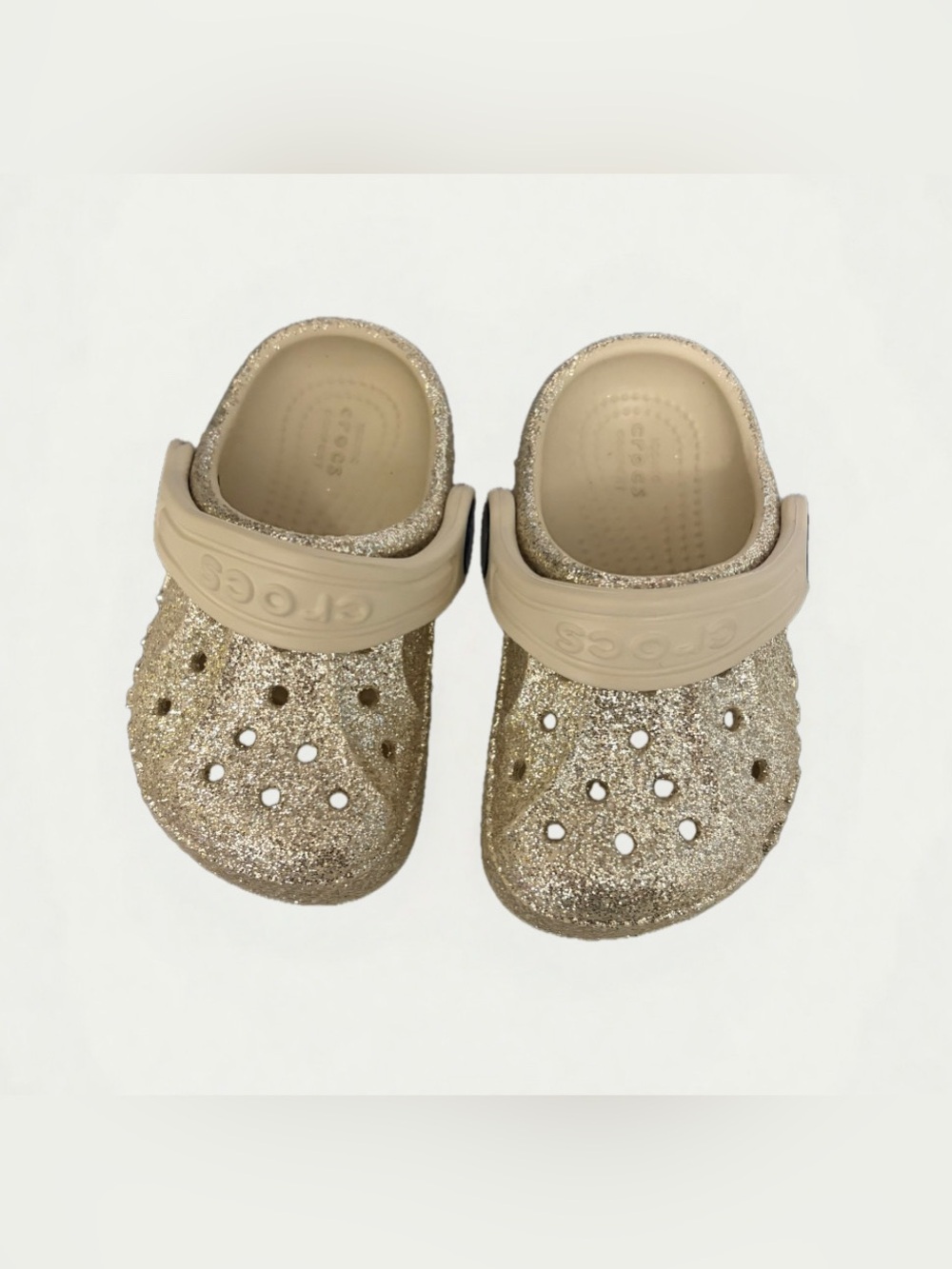 CROCS Kids' Glitter Clog in Champagne Gold